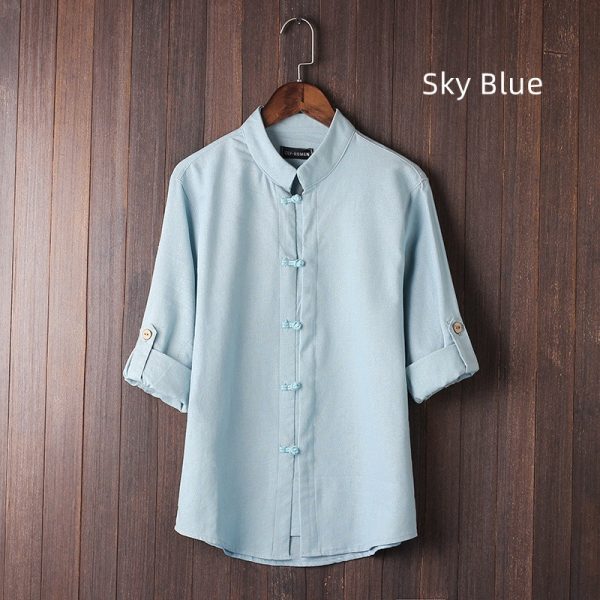 Men's Linen Vintage Plus Size Shirt - Image 6