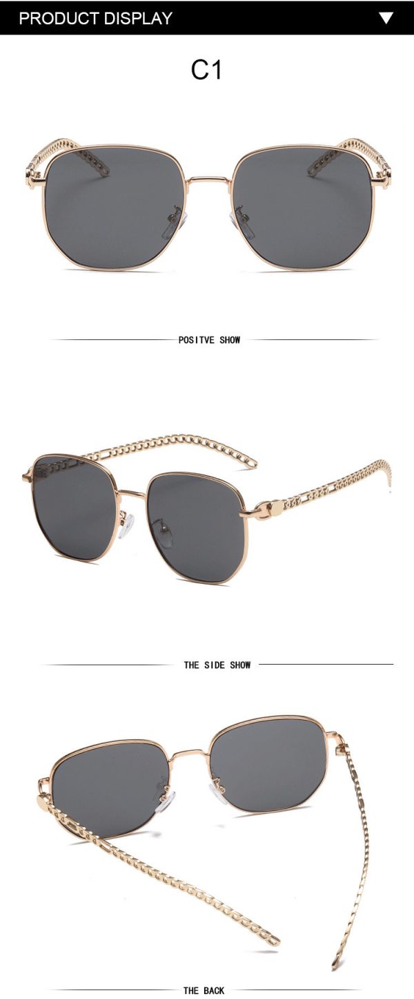 Oval Frame Metal Chain Sunglasses For Women - Image 6