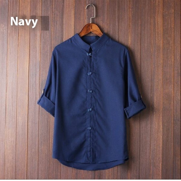 Men's Linen Vintage Plus Size Shirt - Image 9