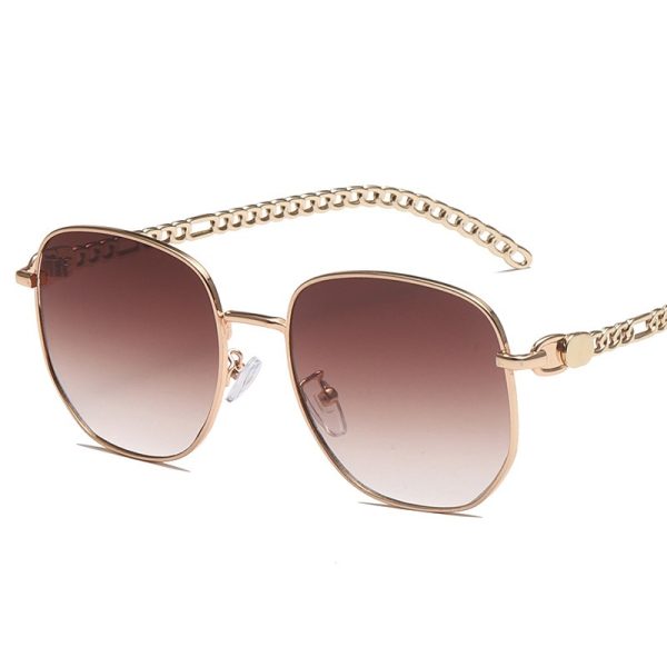 Oval Frame Metal Chain Sunglasses For Women - Image 7