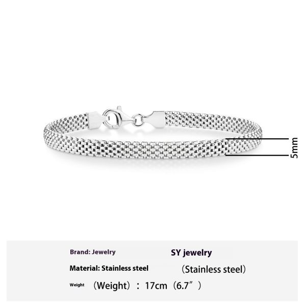 Women's Fashion Mesh Chain Simple Titanium Steel Bracelet - Image 5