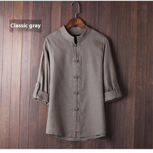 Men's Linen Vintage Plus Size Shirt - Image 8