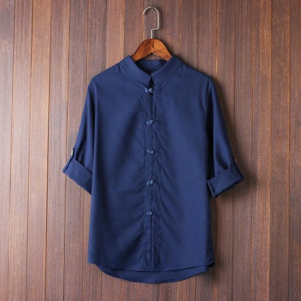 Men's Linen Vintage Plus Size Shirt - Image 5