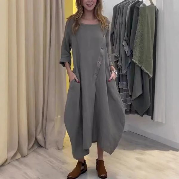 Women's Loose Round-neck Long-sleeved Dress - Image 5