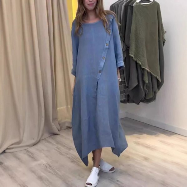Women's Loose Round-neck Long-sleeved Dress - Image 4