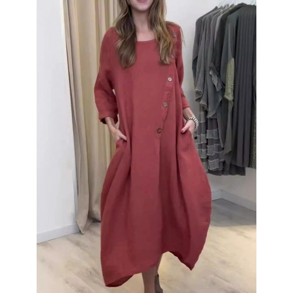 Women's Loose Round-neck Long-sleeved Dress - Image 2