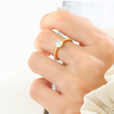 Serenity's Tear Cubic Zirconia Gold Ring