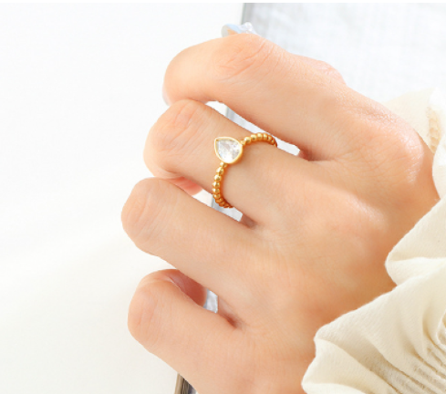 Serenity's Tear Cubic Zirconia Gold Ring