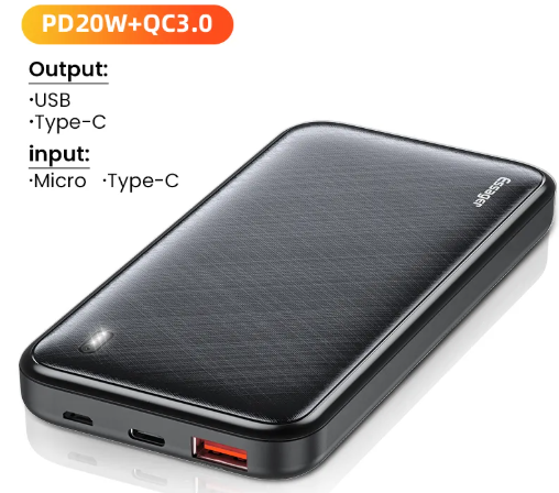 Mini Large Capacity 20000mAh Power Bank with Dual USB Ports and LED Display for Fast Charging