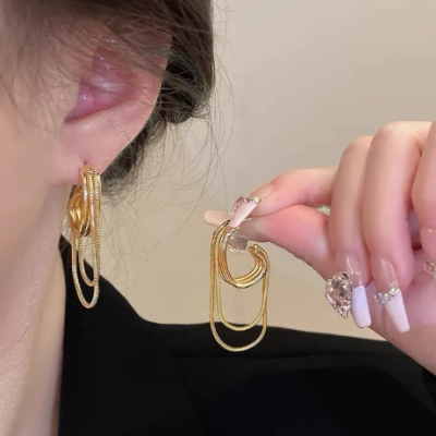 Light Luxury Multi-layer Chain Long Fringe Earrings for Women