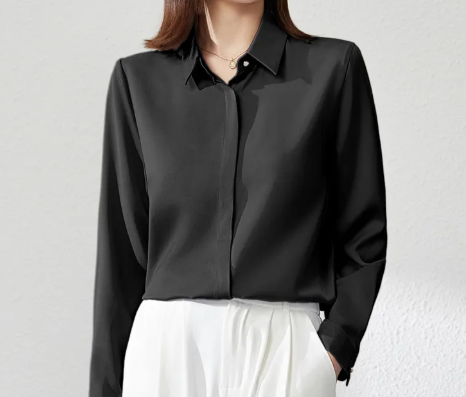 “Graceful Satin Top OL Business Clothing Shirt for Women – Elegant Light Luxury Office Wear Blouse”
