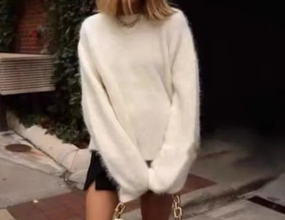 Loose Round Neck Pullover Sweater – Fashion Long Sleeve Long Top for Women Casual and Cozy Autumn Winter Wea