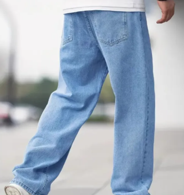 Men’s loose straight denim casual trousers
