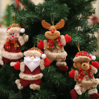 “Assorted Christmas tree accessories including ornaments, baubles, ribbons, garlands, and festive decorative items.”