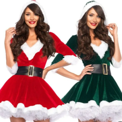 Women Santa Claus hoodie Christmas dress winter cosplay costume for holiday parties