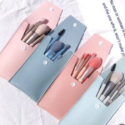 Travel Portable 8 Mini Makeup Brush Beauty Set with soft synthetic bristles for professional makeup application and easy travel use