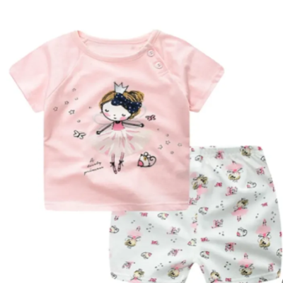 Cartoon baby summer clothing set for boys and girls