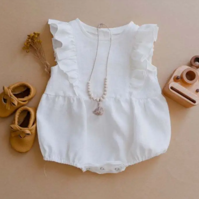 Baby romper cotton and linen triangle design