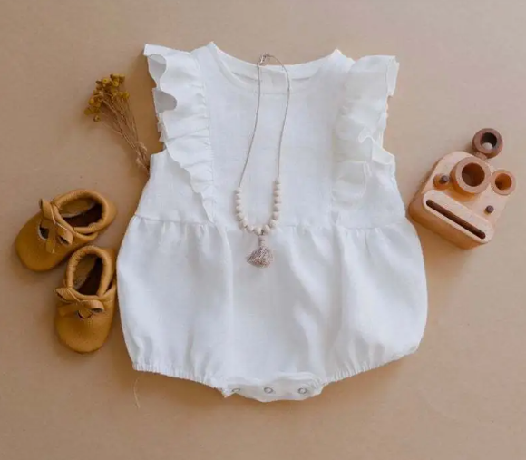 Baby romper cotton and linen triangle design
