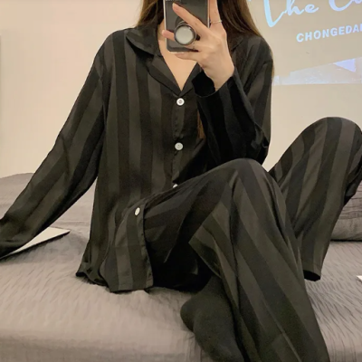 Women’s ice silk long sleeve home pajama set