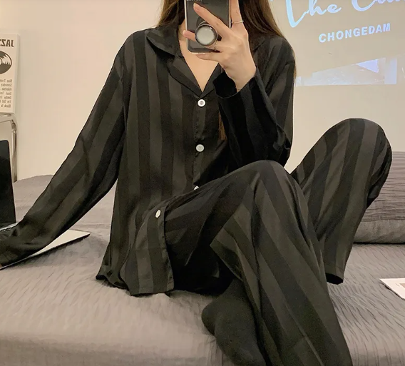 Women’s ice silk long sleeve home pajama set