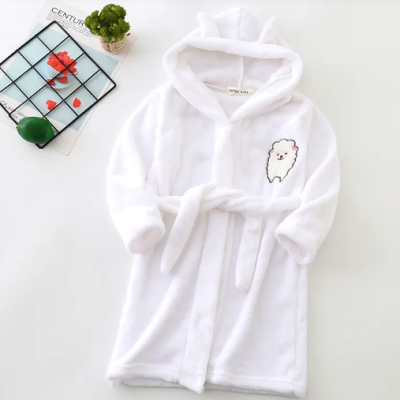 Hooded flannel bathrobe for boys winter