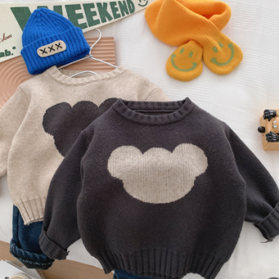 Fashion Sweater Boys Bear Jacquard Knit – warm winter knitted sweater with cute bear design for boys”