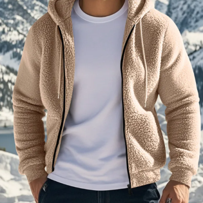 Winter fleece zip-up jacket for men