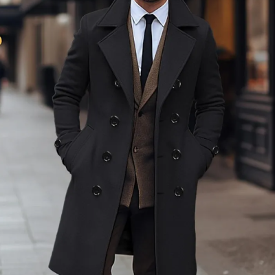 Men’s long double breasted wool coat