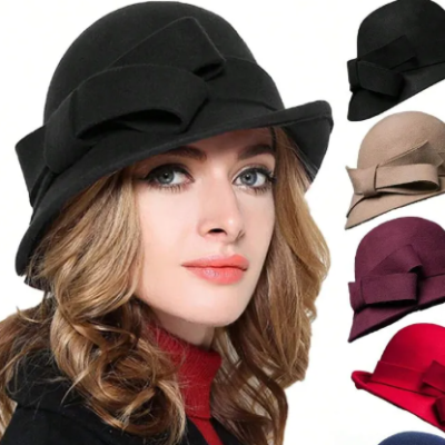 Women’s French-style elegant retro woolen bowler hat