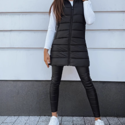 Solid color hooded quilted zipper cotton vest coat lightweight winter sleeveless jacket
