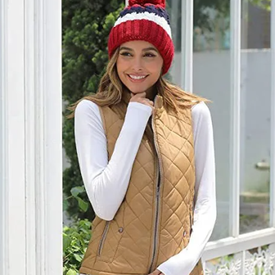 Women’s cotton vest stand collar zipper pocket warm sleeveless winter jacket
