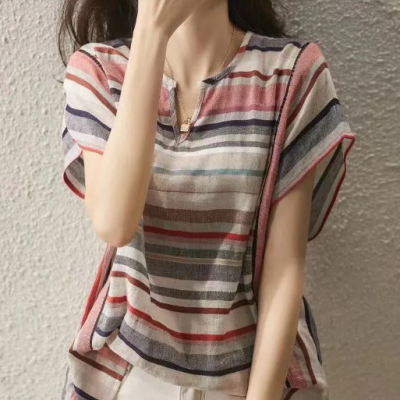 Ladies loose striped shirt fashion