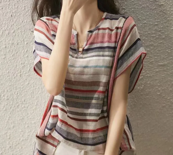 Ladies loose striped shirt fashion