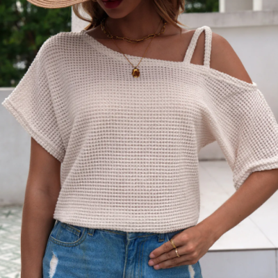 Ladies solid color off shoulder top