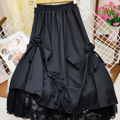 Women elegant lace midi skirt