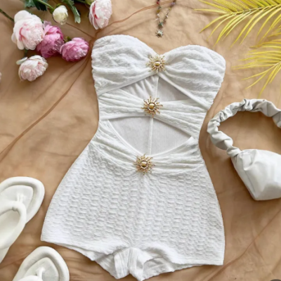 Stylish slim metallic jumpsuit outfit