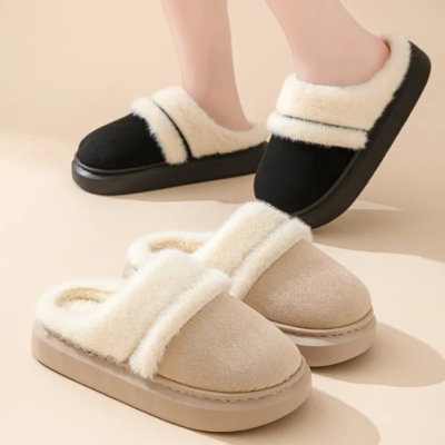 Cozy winter bedroom floor slippers