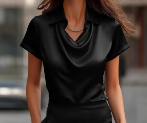 Simple boat-neck blouse for women minimalist elegant casual fashion top with soft breathable fabric