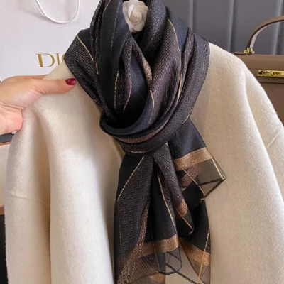 Solid color double faced lightweight scarf for women styled for spring summer and autumn fashion
