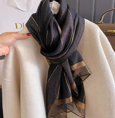 Solid color double faced lightweight scarf for women styled for spring summer and autumn fashion