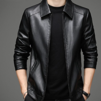 Thin fleece lined soft leather jacket