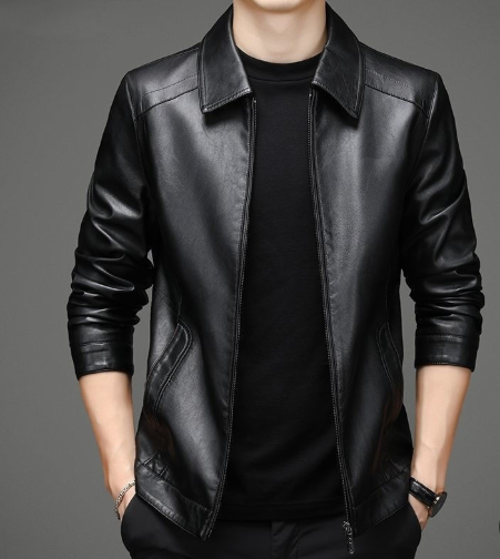 Thin fleece lined soft leather jacket