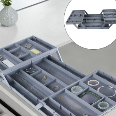 Foldable storage box with drawers for jewelry