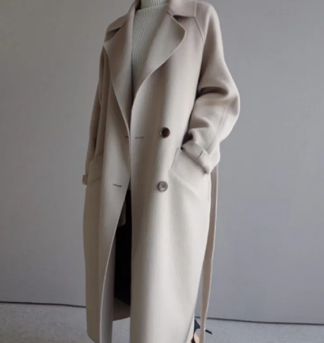 Elegant women's lapel cashmere winter coat