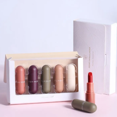Mini Capsule Lipstick Trends featuring a cute capsule-shaped design