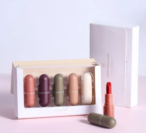 Mini Capsule Lipstick Trends featuring a cute capsule-shaped design