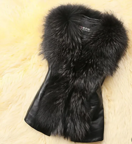 Faux Fur Vest with Short Raccoon Fur Style Collar showcasing elegant winter trends fashion