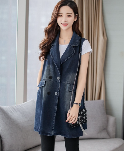 Women's Spring and Autumn Mid-Length Vest Coat styled with casual outfit